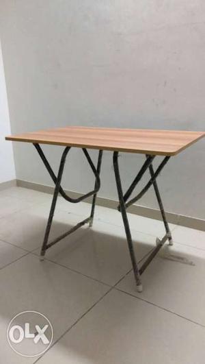 Black Metal Base Wooden Rectangular Table