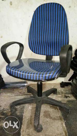 Blue And Black Striped Rolling Chair