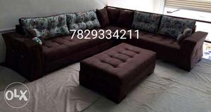 Brand new Brown And Grey Sectional Sofa And Ottoman
