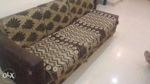 Brown And Beige Floral Couch