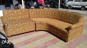 Brown Floral Sectional Sofa