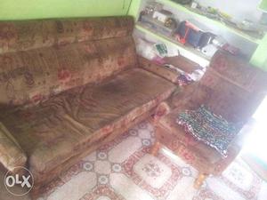 Brown Suede Couch And Armchair