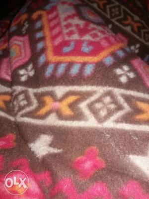 Brown White And Red Fleece Blanket