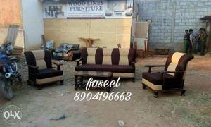 Charlie rubber wood sofa set branded new with 3 years