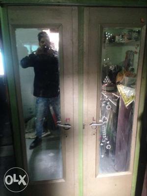 Gray And Green Iron Cabinet With Mirror(9 feet)