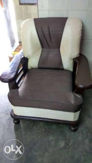 Gray And White Leather Armchair