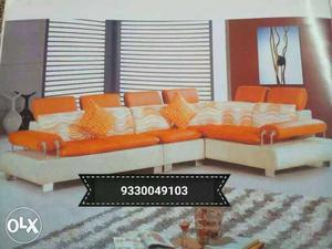 Orange Leather Sectional Sofa