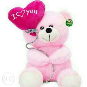 Pink Bear Plush Toy With Pink Heart Pillow