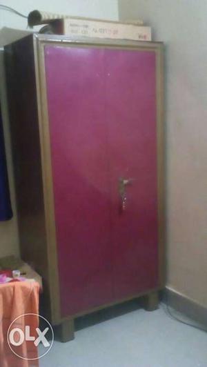 Pink Brown Wooden 2 Door Cabinet