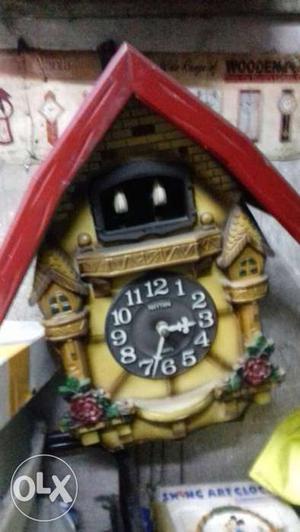 Red And Brown Ceramic House Clock
