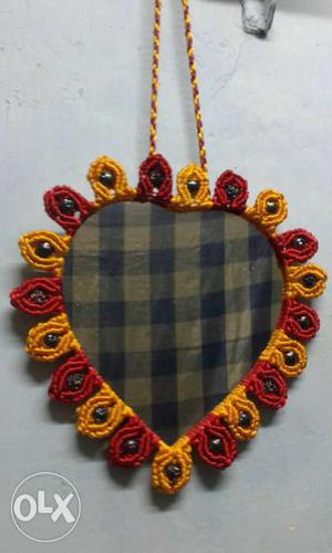 Red Orange And Gray Heart Shape Hanging Decor