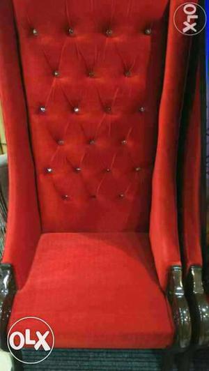 Red Velvet Quilted Armchair