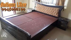 Rubber wood Queen size storage BED