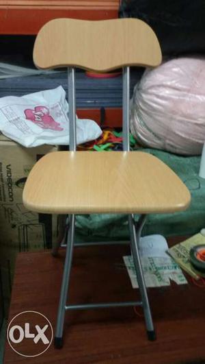Stainless Steel Base Brown Wooden Chair