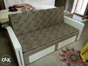 White And Grey Wooden Frame Sofa