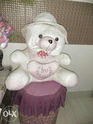 White And Pink Soo Sweet Bear Plush Toy