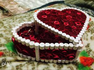 White And Red Heart Shaped Container