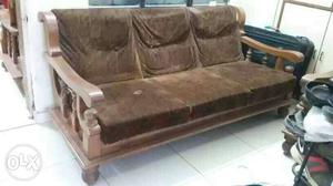 Wooden sofa set..one 3 seater and 2 chairs