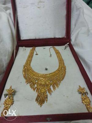 1gm gold plated long necklace set from saudi