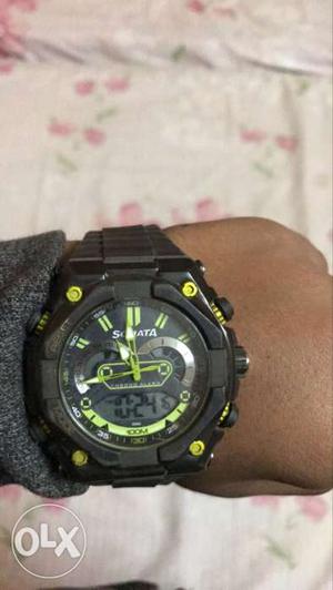 Black And Green Sowata Chronograph Watch