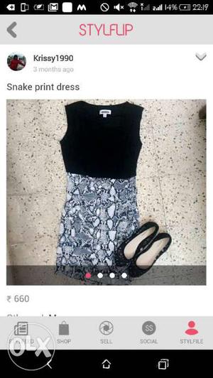 Black Grey And White Snake Print Dress