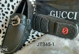 Black Leather Gucci Slip Ons