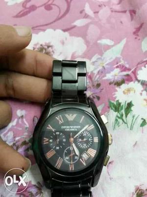 Black Link Emporio Armani Chronograph Watch