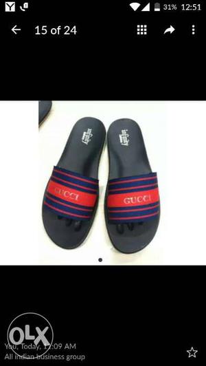 Black Red And Blue Gucci Slide Sandals