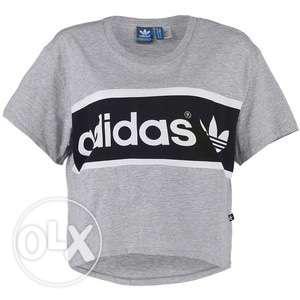 Black White And Gray Adidas Crew Neck T Shirt