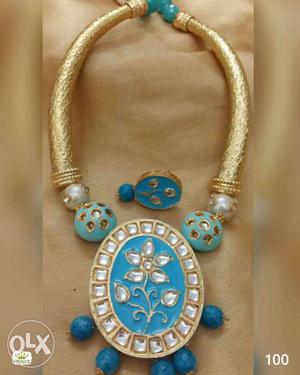 Blue And Diamond Beaded Bracelet