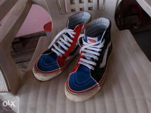 Blue Red And White High Top Sneakers
