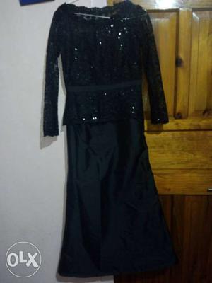 Designer Black khadi maxi dress Small size