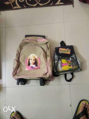 Girls Barbie trolley backpack and slingbag
