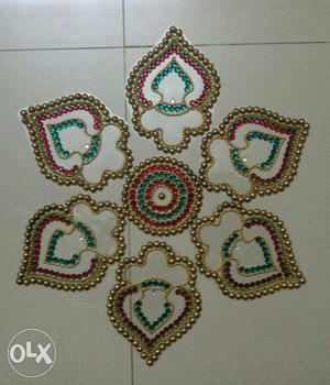 Gold Red And Green Doily