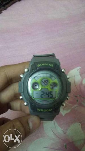 Gray And Green Sonata Digital Watch