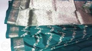 Green And Silver Fabric Textile