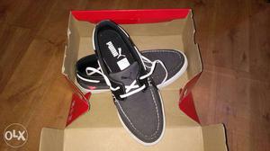 Grey And Black Suede Puma Boat Shoes And Box size UK 7