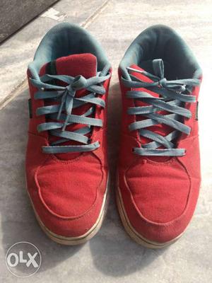 Men's Red And Gray Low Top Sneakers