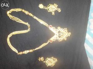 Necklace set silver base and gold finish
