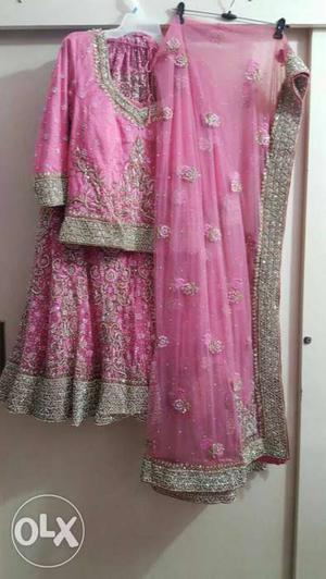 Pink And Gray Floral Sari