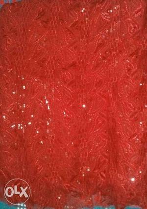 Red Floral Glittered Textile