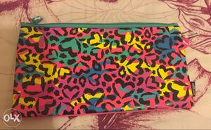 Teal Yello And Black Multicolored Pouch