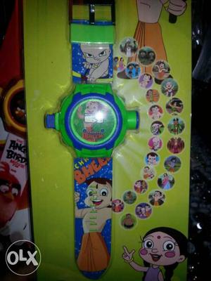 Toddler's Blue And Green Digital Watch