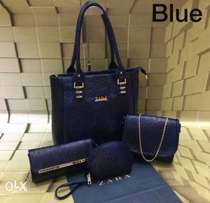 Women's Blue Leather Zara Bag Lot