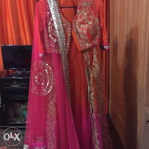 Women's Pink Silver And Orange Dress