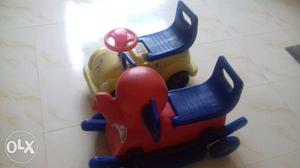 2 Yellow And Red Ride On Toy Car
