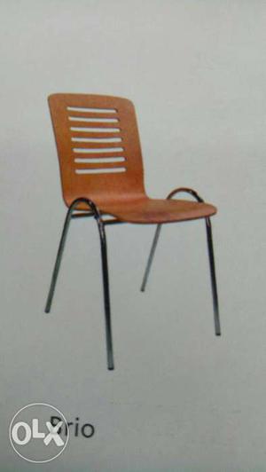 Black Metal Base Brown Wooden Chair