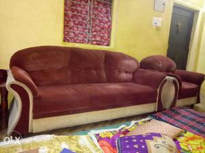 Brown And Beige Suede Sofa