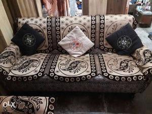 Brown Black And Gray Padded 3 Seat Sofa