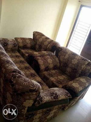 Brown White And Black Floral Couch
